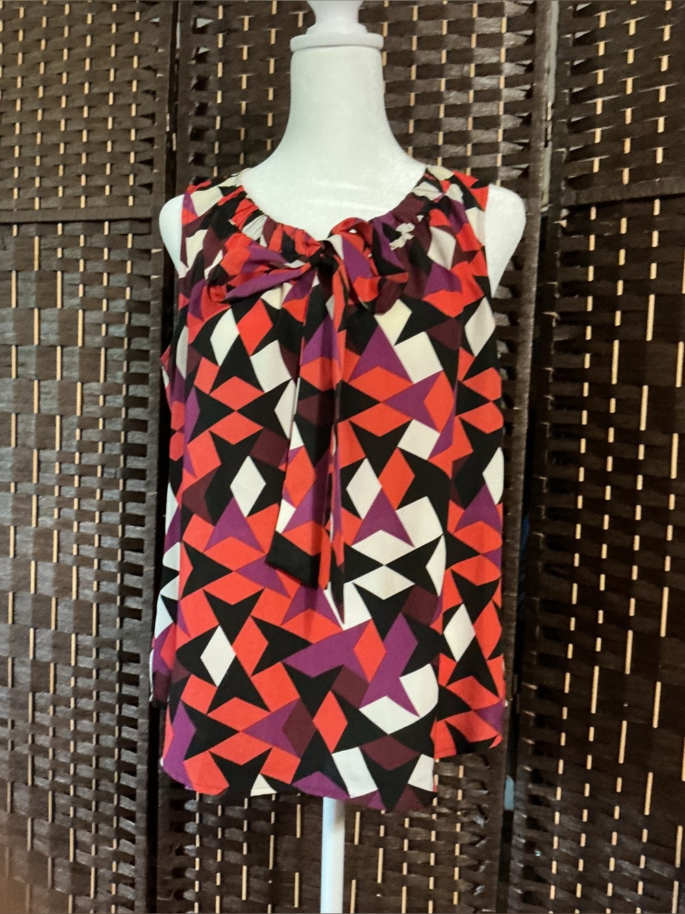 LOFT Women's Sleeveless Top - Red, Purple, Black Geometric